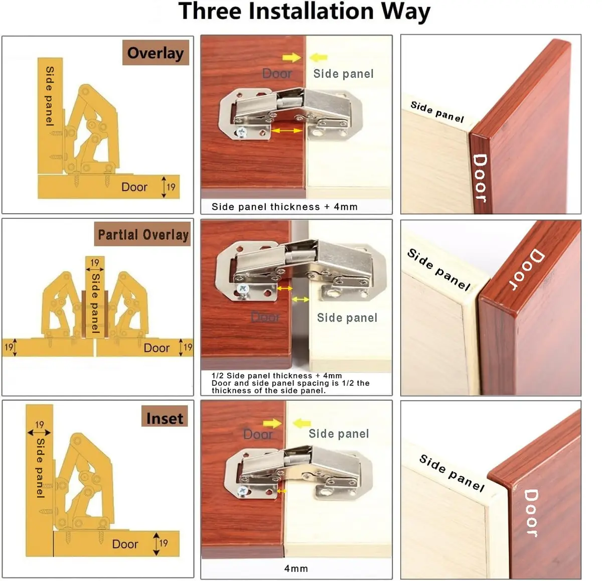 DOBOGA 8-Pack Hidden Hinges for Frameless Cabinets | 90° Flush Mount Concealed Hinges - view 5