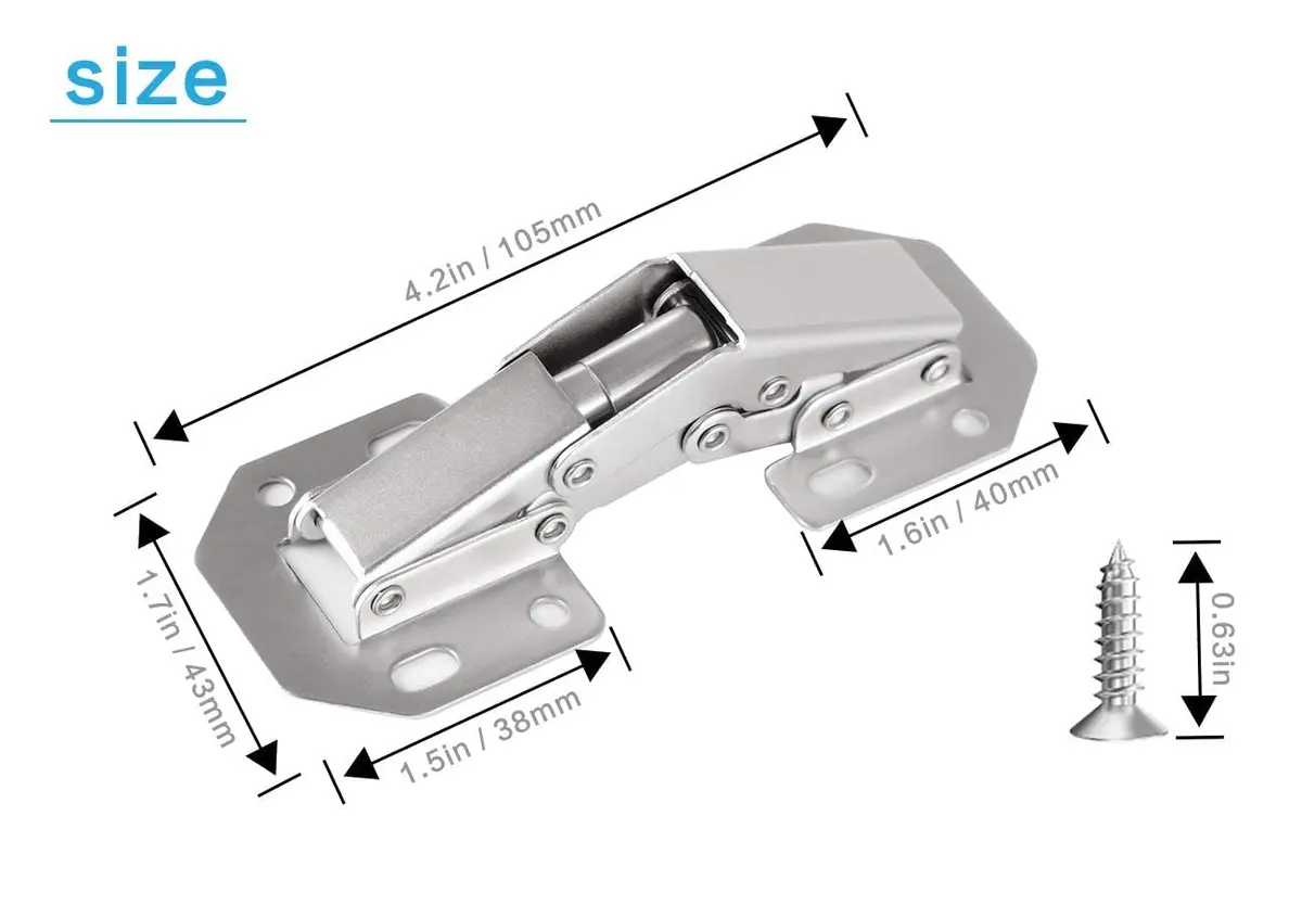 DOBOGA 8-Pack Hidden Hinges for Frameless Cabinets | 90° Flush Mount Concealed Hinges - view 3