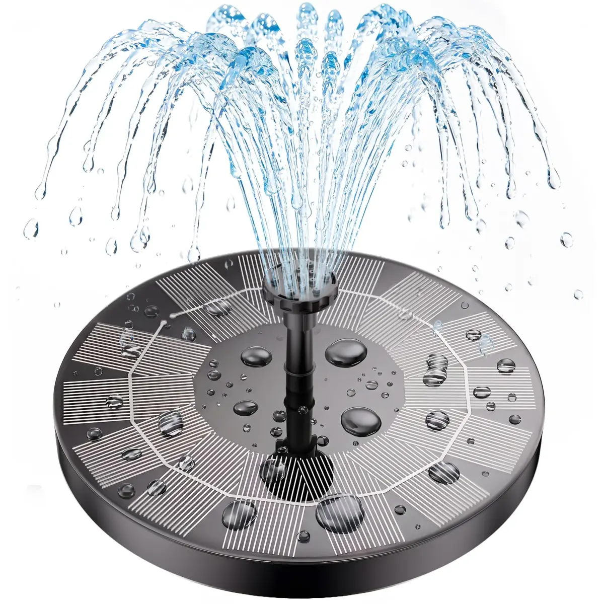 AISITIN 2.5W Solar Bird Bath Fountain Pump with 6 Nozzles & 4 Fixer | Floating Solar Water Pump for Ponds & Gardens - main product image