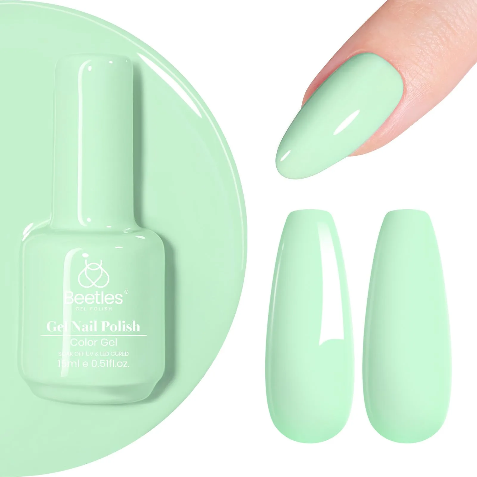 Beetles Mint Green Gel Nail Polish, 15ml (0.5 Fl Oz) | Trendy Summer Nail Art for Indian Salons - main product image