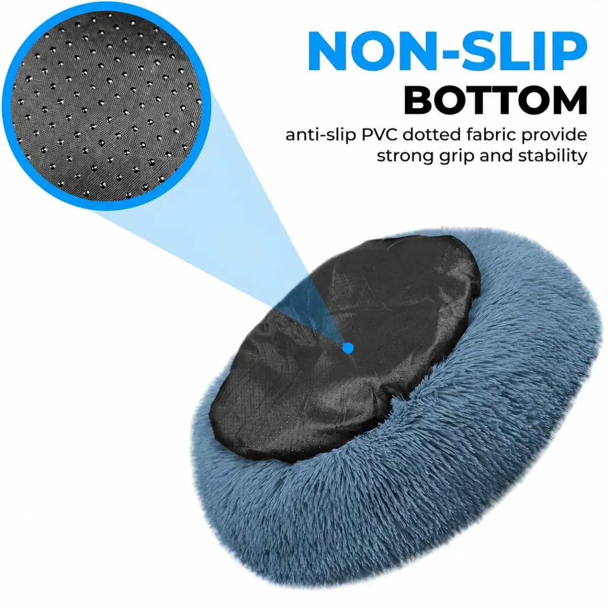 Whiskers & Friends Calming Donut Cat Bed 58cm (23") | Orthopedic Soft Plush Round Pet Bed for Indoor Cats & Small Dogs - view 4