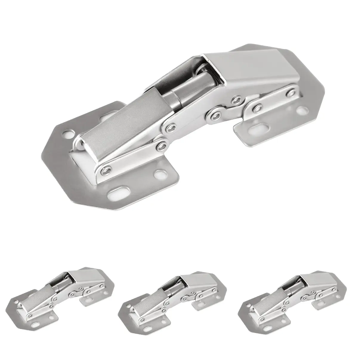 DOBOGA 4-Pack Hidden Cabinet Hinges for Frameless Cabinets, 90 Degree Surface Mount, Nickel Finish - main product image