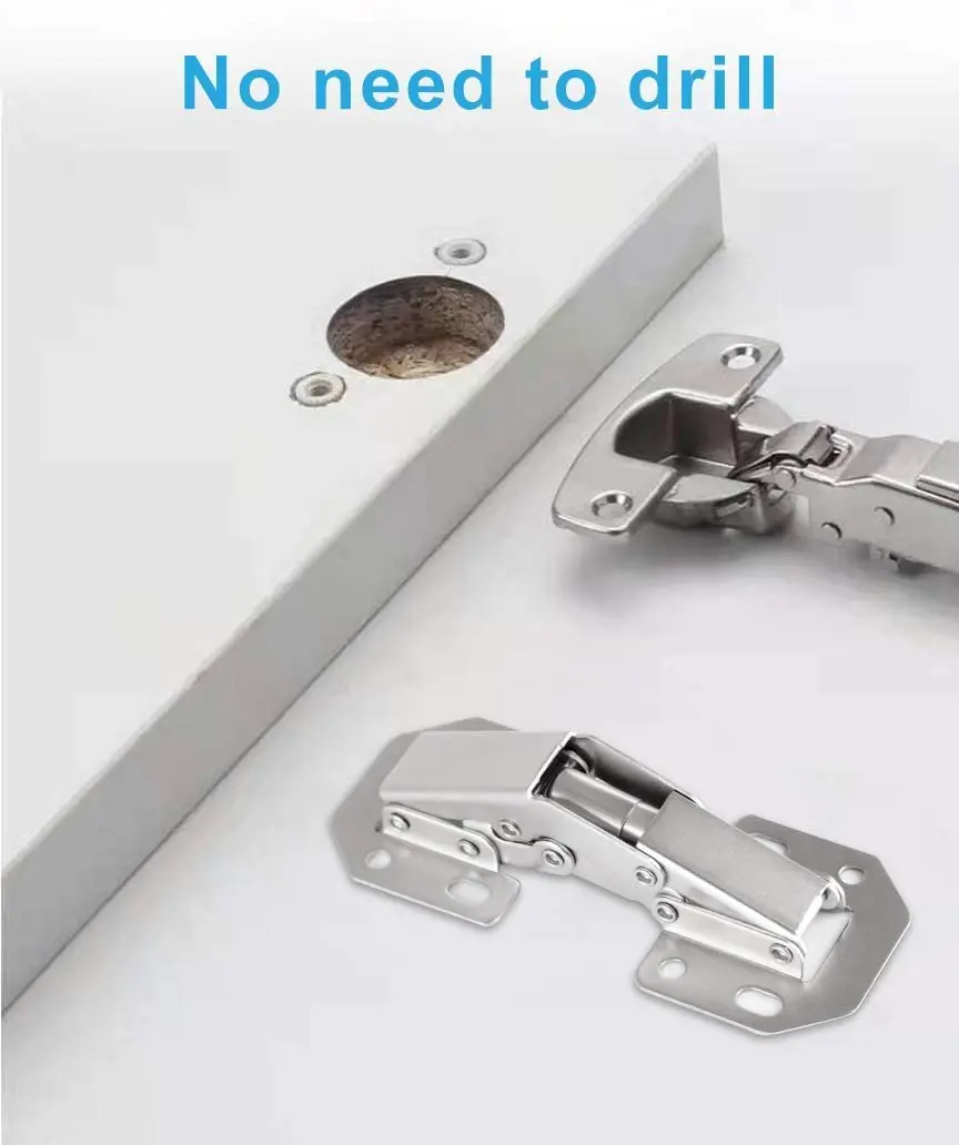 DOBOGA 4-Pack Hidden Cabinet Hinges for Frameless Cabinets, 90 Degree Surface Mount, Nickel Finish - view 4
