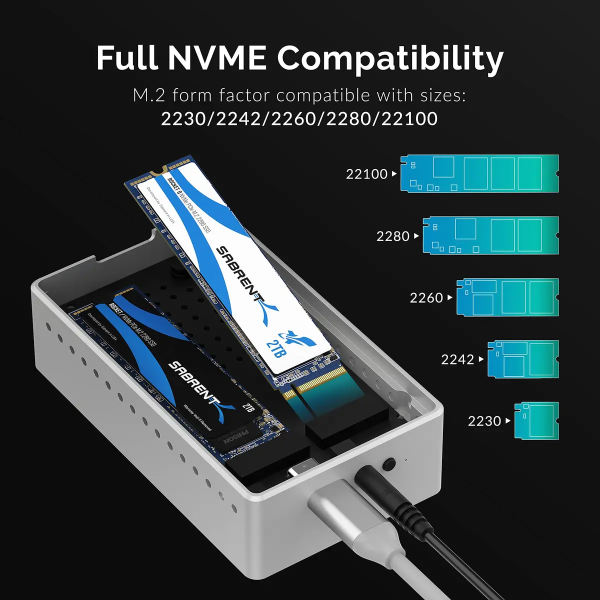 Sabrent Dual M.2 NVMe SSD Docking Station with Offline Clone Function EC-SSD2 | 10Gbps USB-C - view 7