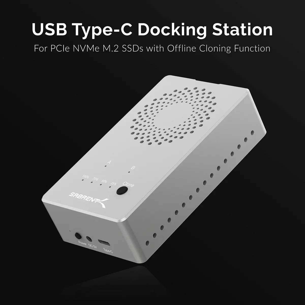 SABRENT USB4 NVMe SSD Enclosure EC-U4TN - SILVER | 3900MB/s Tool-Free External Drive Case for PCIe Gen4 SSDs - view 2