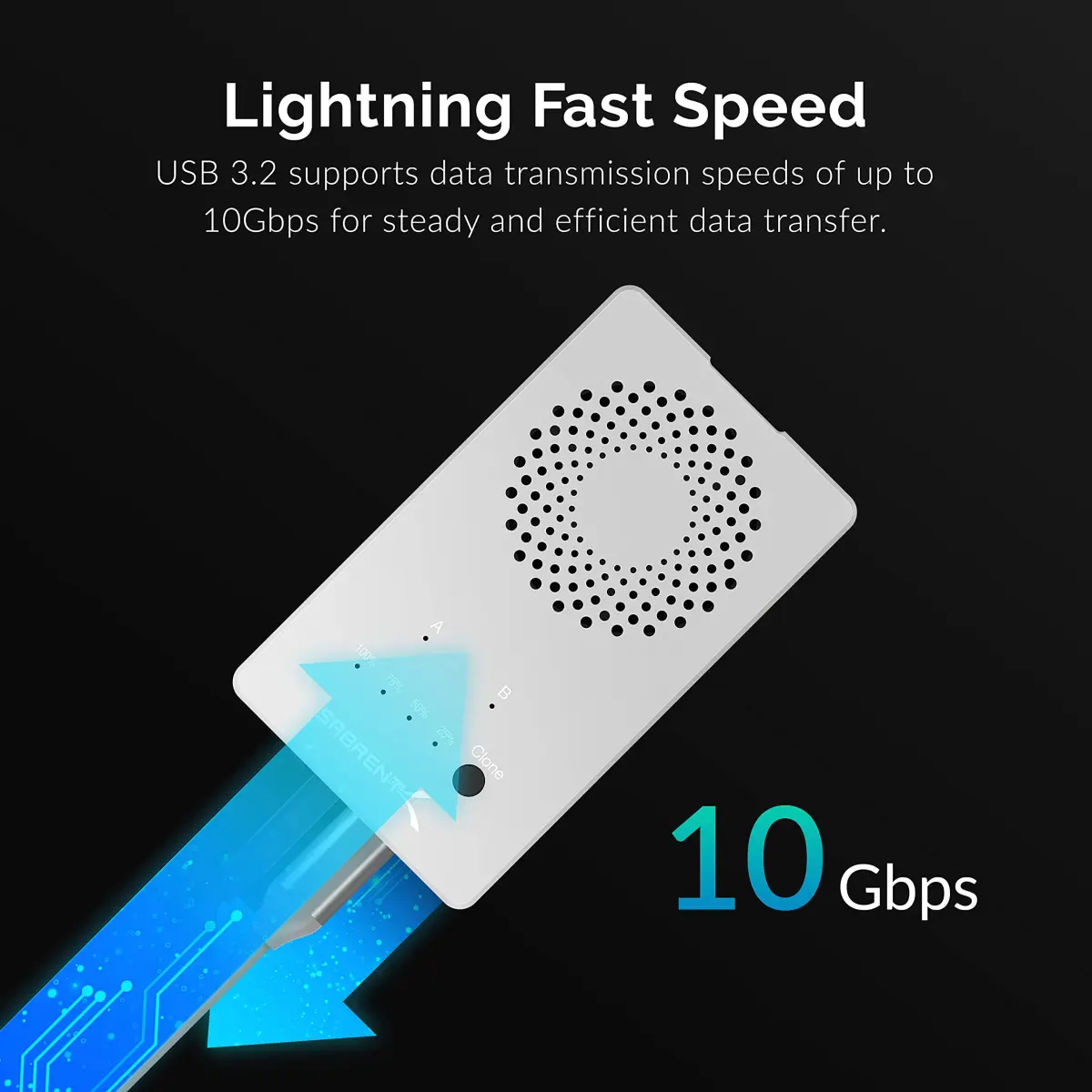 SABRENT USB4 NVMe SSD Enclosure EC-U4TN - SILVER | 3900MB/s Tool-Free External Drive Case for PCIe Gen4 SSDs - view 3