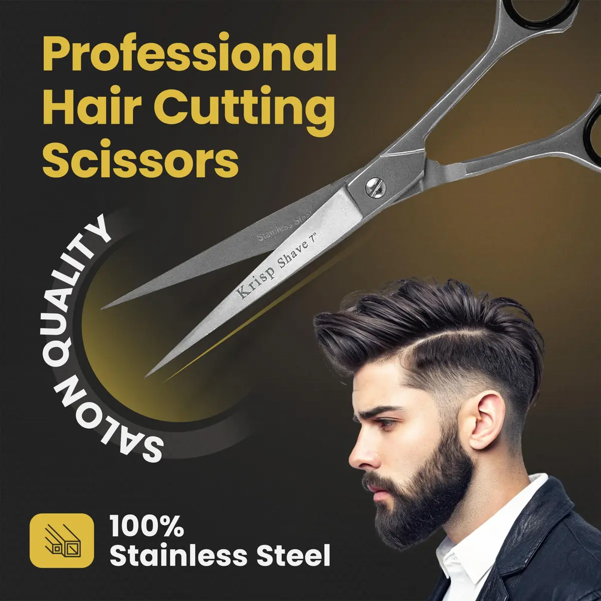 Krisp Shave Professional Hair Cutting Scissors 7 Inch (17.78 cm) | Japanese Stainless Steel Salon Barber Shears - view 2