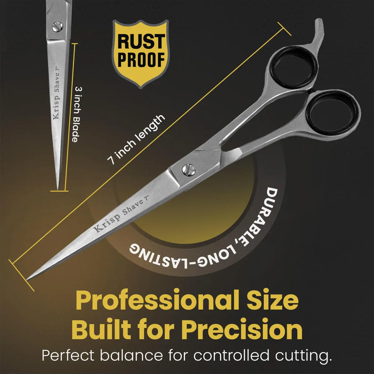 Krisp Shave Professional Hair Cutting Scissors 7 Inch (17.78 cm) | Japanese Stainless Steel Salon Barber Shears - view 3
