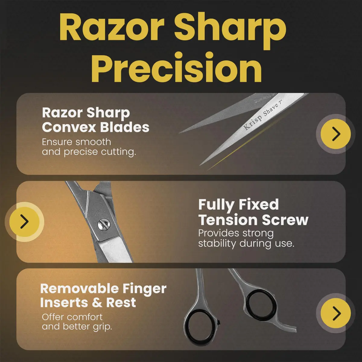 Krisp Shave Professional Hair Cutting Scissors 7 Inch (17.78 cm) | Japanese Stainless Steel Salon Barber Shears - view 4