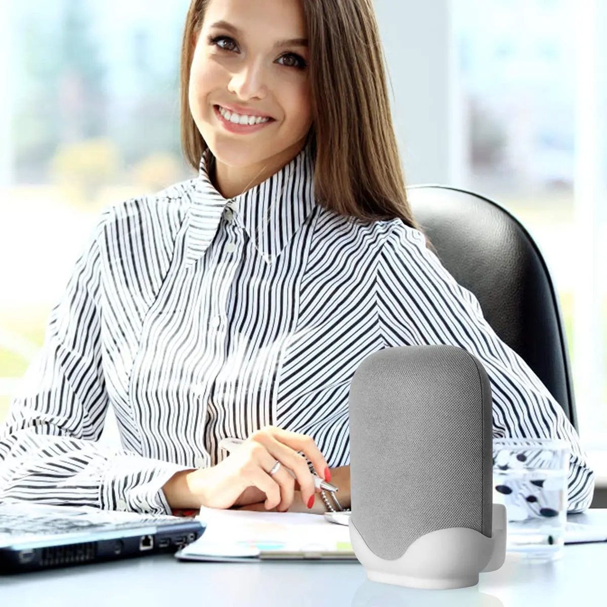 LeongLzt Ouligei Google Nest Audio Speaker Wall Mount Bracket White | Easy Install & Cable Management - view 6