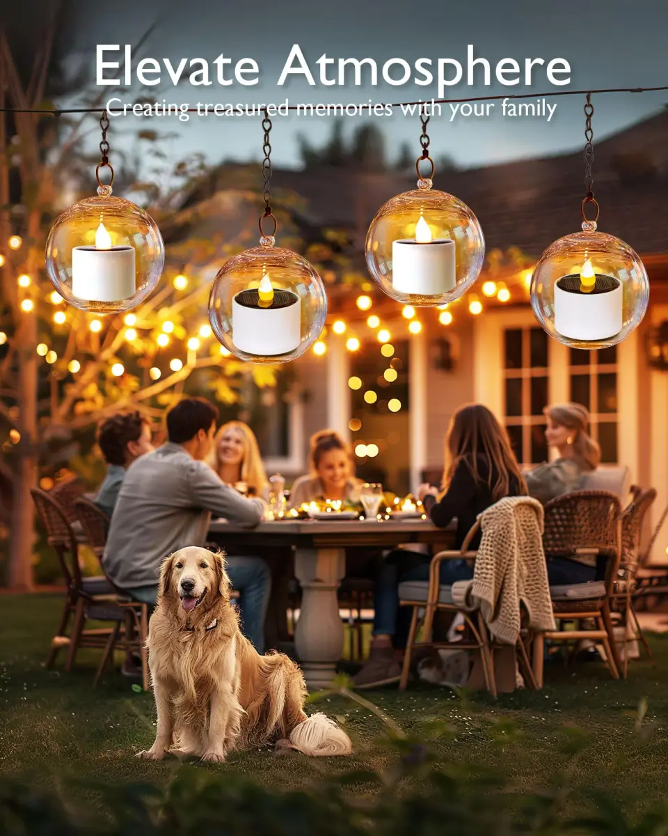 Homemory Solar Votive Candles Outdoor Waterproof, Dusk to Dawn, 6-Pack, 5.8cm (2.3") Diameter x 5cm (2") High | Realistic Flickering LED Garden Lights - view 6