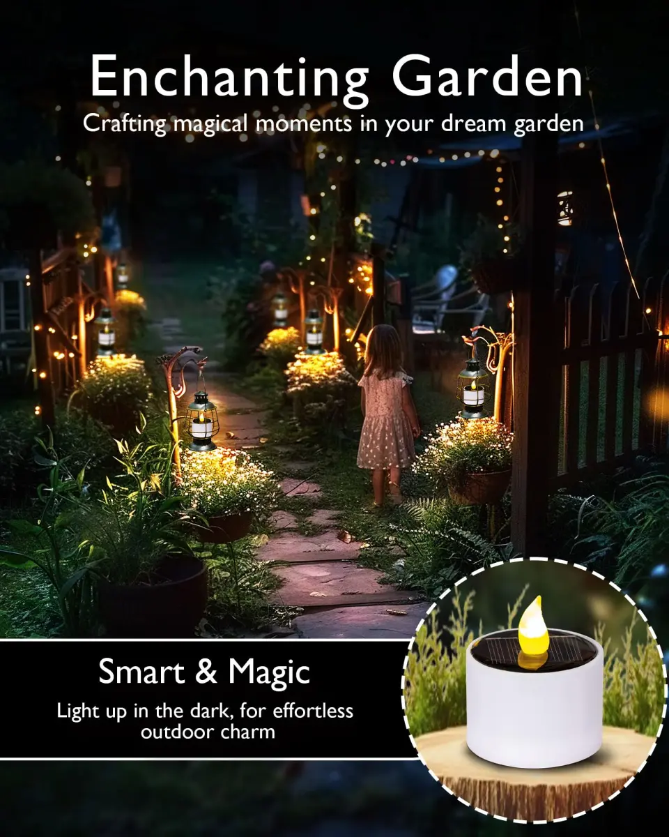 Homemory Solar Votive Candles Outdoor Waterproof, Dusk to Dawn, 6-Pack, 5.8cm (2.3") Diameter x 5cm (2") High | Realistic Flickering LED Garden Lights - view 7