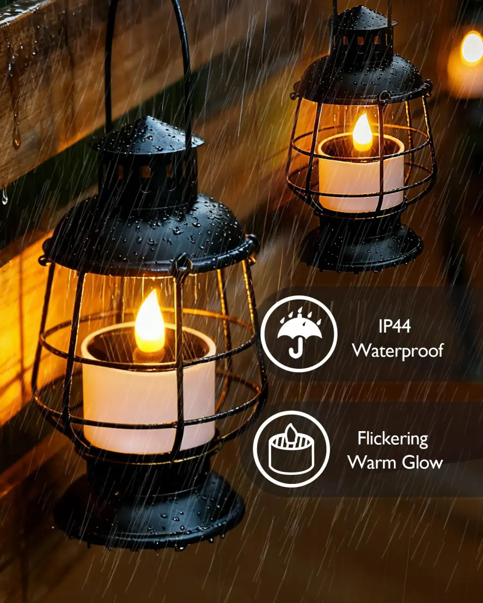 Homemory Solar Votive Candles Outdoor Waterproof, Dusk to Dawn, 6-Pack, 5.8cm (2.3") Diameter x 5cm (2") High | Realistic Flickering LED Garden Lights - view 3
