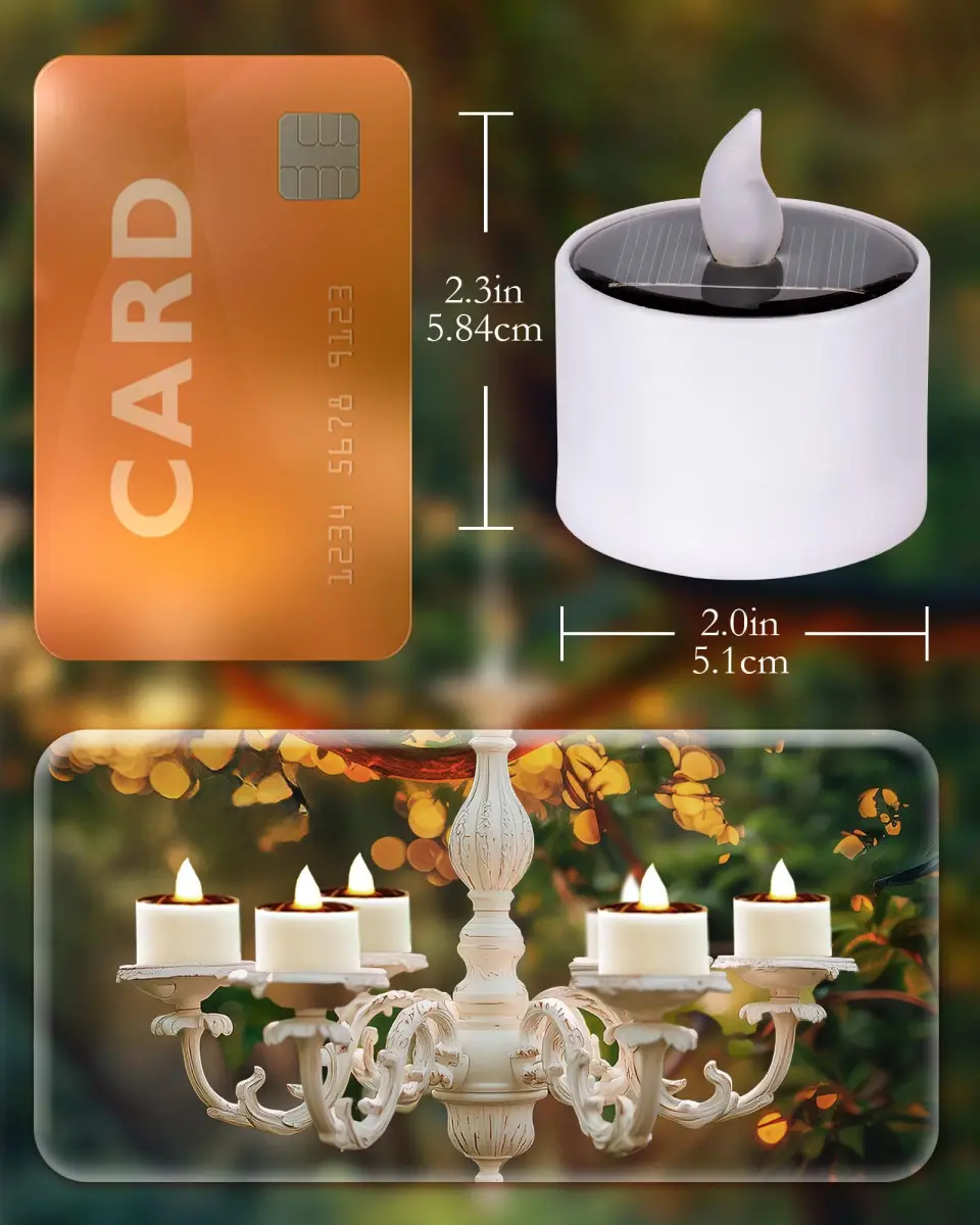 Homemory Solar Votive Candles Outdoor Waterproof, Dusk to Dawn, 6-Pack, 5.8cm (2.3") Diameter x 5cm (2") High | Realistic Flickering LED Garden Lights - view 4