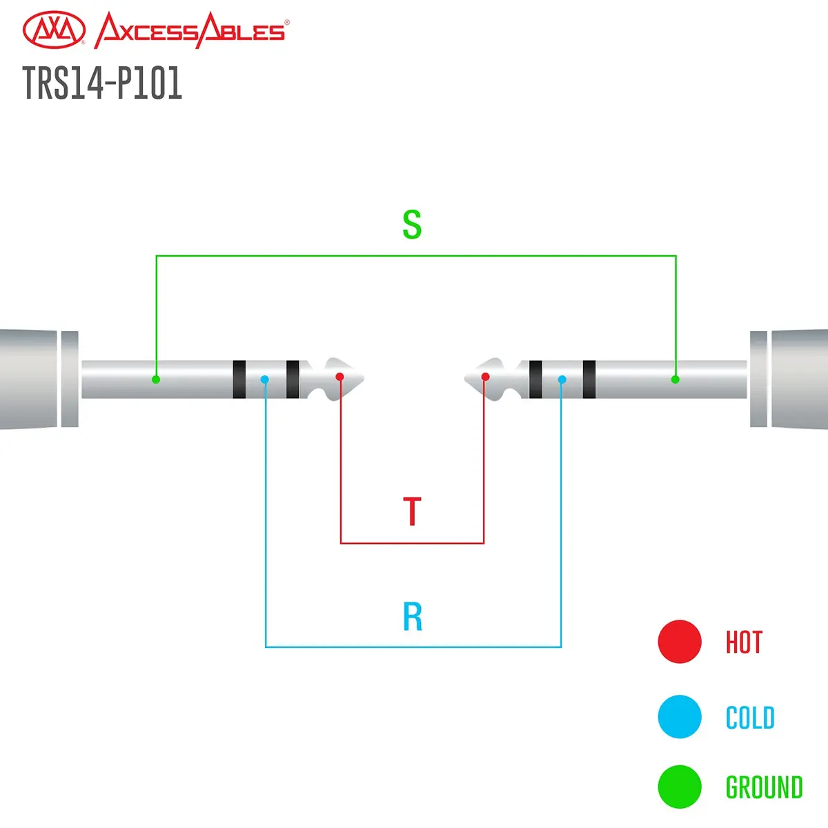 AXA AXCESSABLES 1/4" TRS to 1/4" TRS Balanced Stereo Patch Cables (6 Pack - 1ft) | Noise-Free Audio Connection - view 6