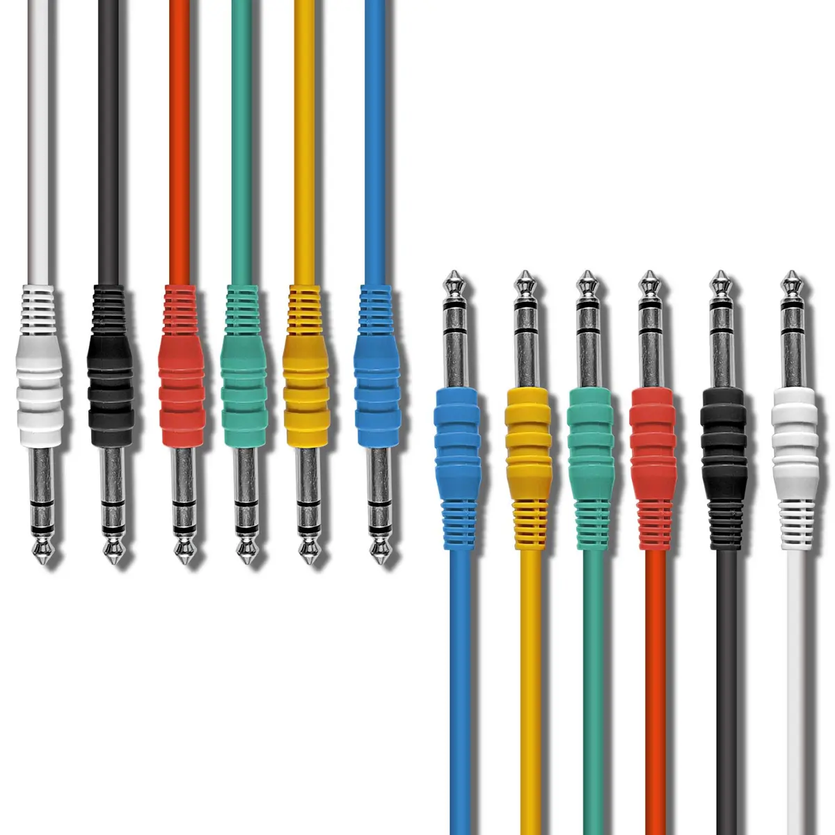 AXA AXCESSABLES 1/4" TRS to 1/4" TRS Balanced Stereo Patch Cables (6 Pack - 1ft) | Noise-Free Audio Connection - main product image