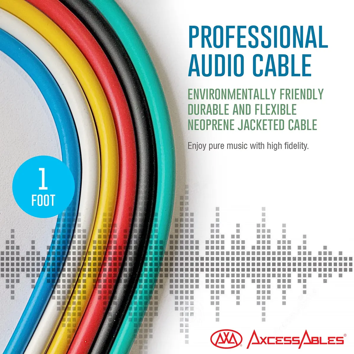 AXA AXCESSABLES 1/4" TRS to 1/4" TRS Balanced Stereo Patch Cables (6 Pack - 1ft) | Noise-Free Audio Connection - view 3