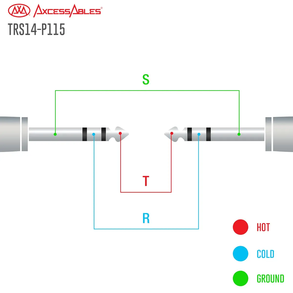 AXA AXCESSABLES ¼” TRS to ¼” TRS Patch Cables 6-Pack | Multi-Color Balanced Stereo Studio Cables 1.5ft - view 6