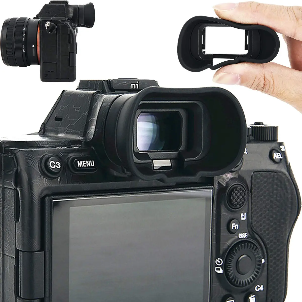 Kiorafoto Extended Eyecup for Sony A7S III, A1, A7 IV, A7R V Cameras | Replaces FDA-EP19 Viewfinder - main product image