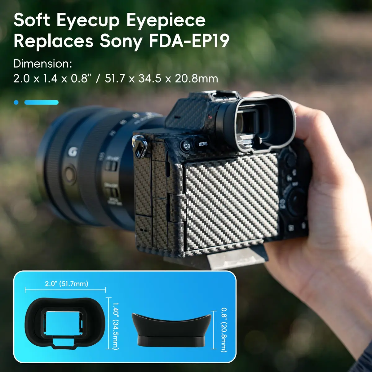 Kiorafoto Extended Eyecup for Sony A7S III, A1, A7 IV, A7R V Cameras | Replaces FDA-EP19 Viewfinder - view 2