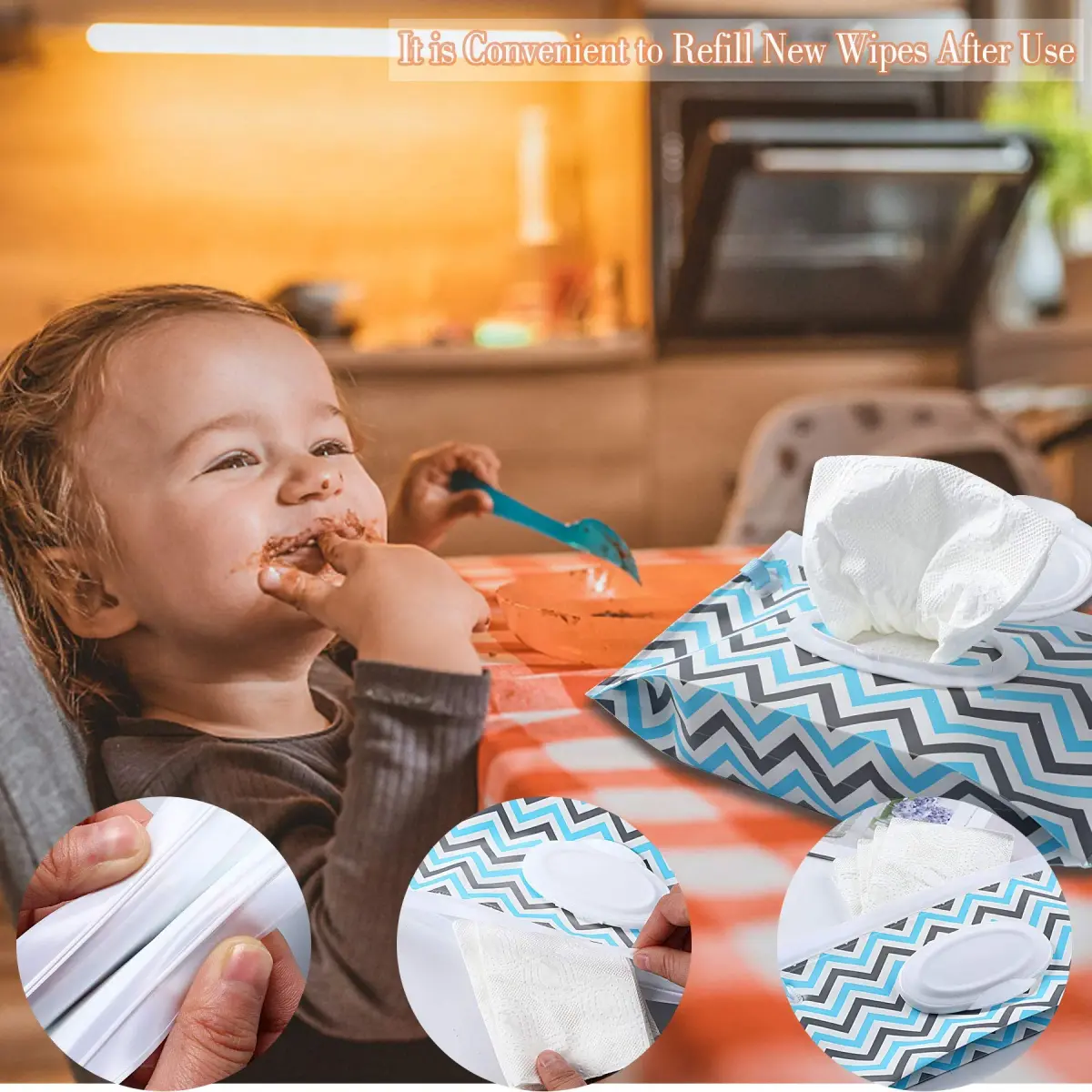 FEBSNOW Baby Wipe Dispenser 4 Pack | Portable Refillable Wet Wipe Holder with Wrist Loop - view 5