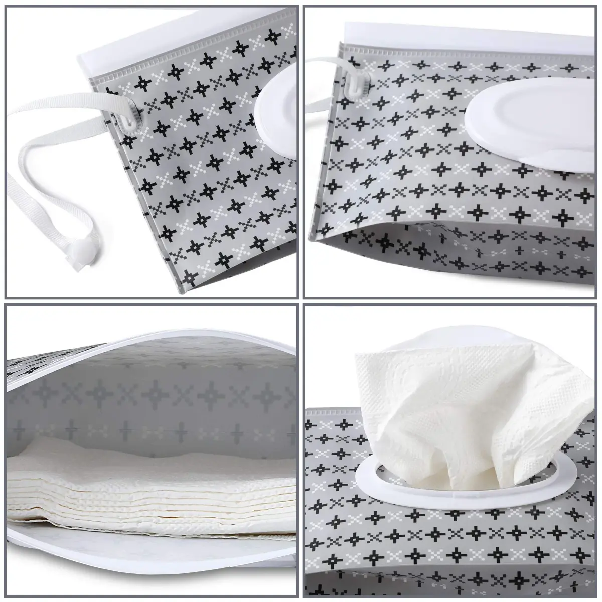 FEBSNOW Baby Wipe Dispenser 4 Pack | Portable Refillable Wet Wipe Holder with Wrist Loop - view 3