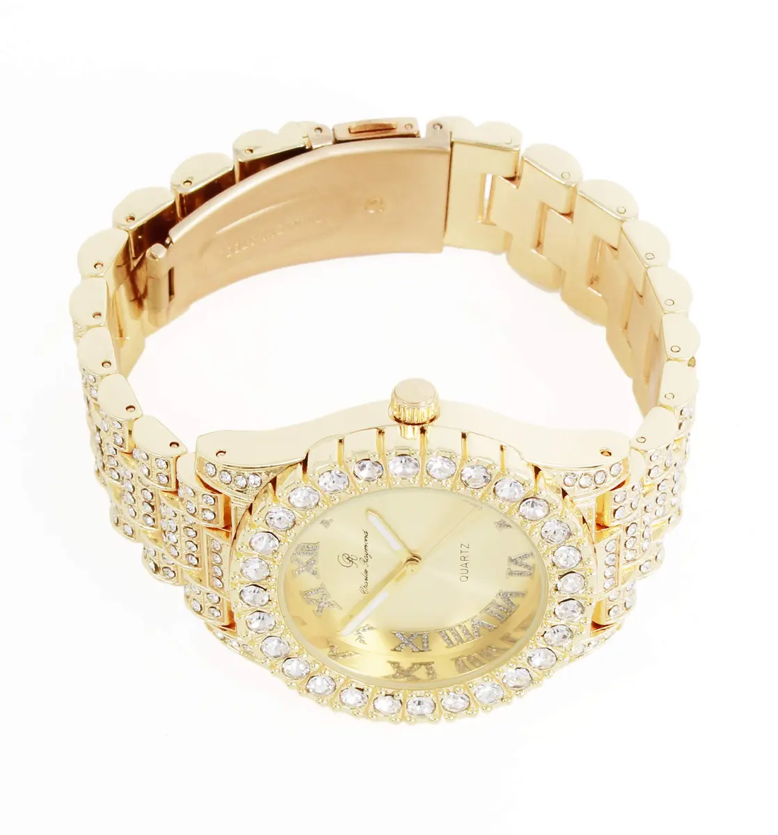 Charles Raymond Mens Silver Big Rocks with Roman Numerals Fully Iced Out Colorful Dial Watch - ST10327 RN Single (Shiny Gold) - view 4