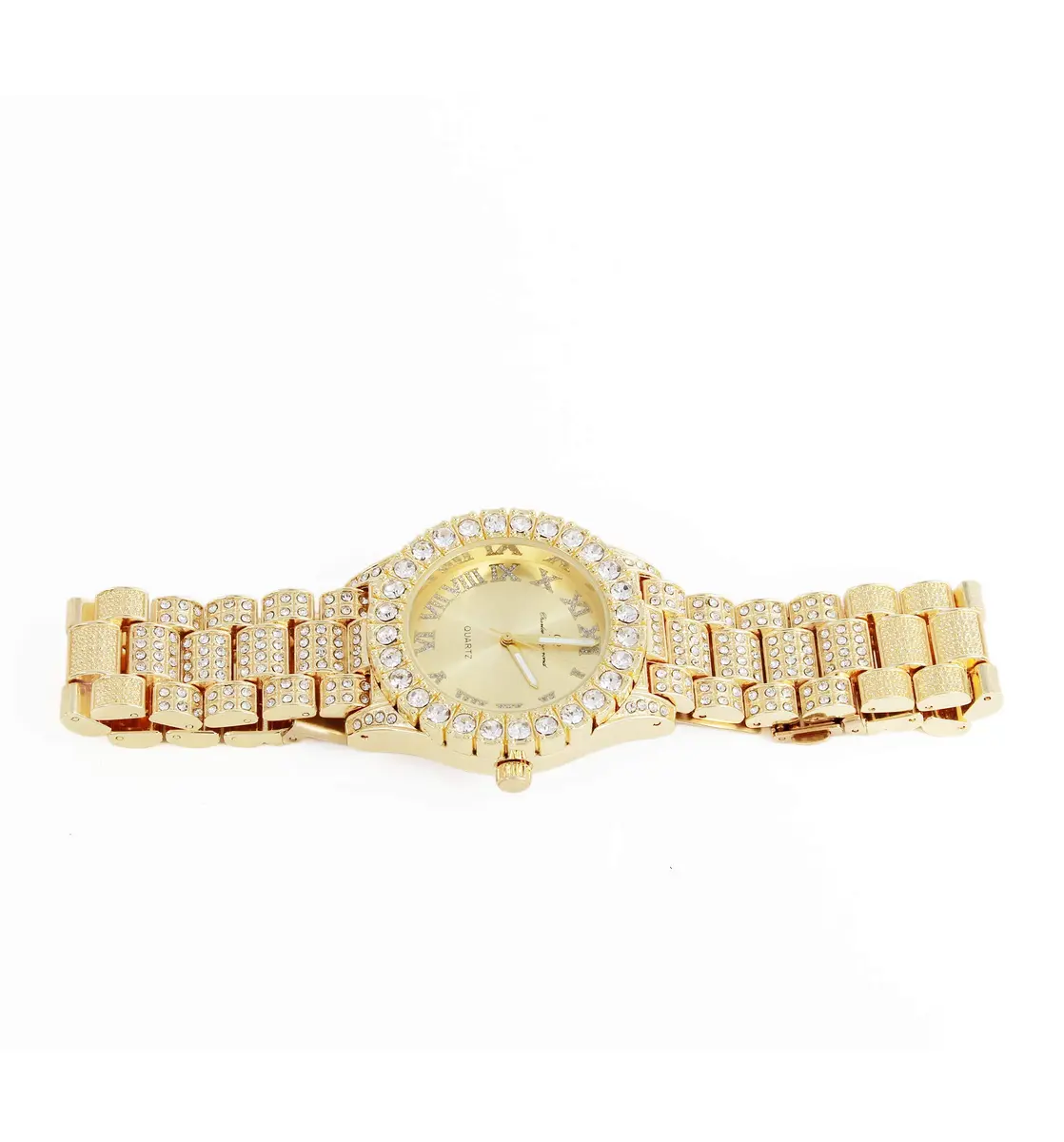 Charles Raymond Mens Silver Big Rocks with Roman Numerals Fully Iced Out Colorful Dial Watch - ST10327 RN Single (Shiny Gold) - view 5