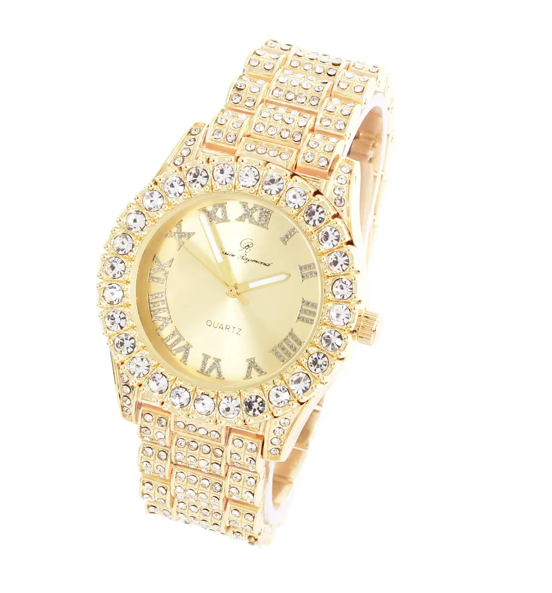 Charles Raymond Mens Silver Big Rocks with Roman Numerals Fully Iced Out Colorful Dial Watch - ST10327 RN Single (Shiny Gold) - view 2