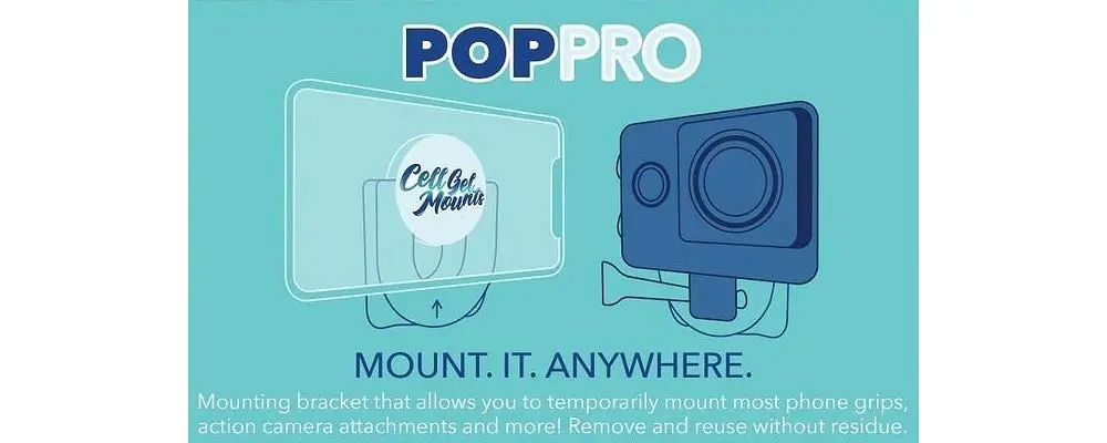 Cell Gel Mounts PopPro Mounting System | Reusable Flat Surface Mount for Socket & Ring Phone Grips (Black) - view 5