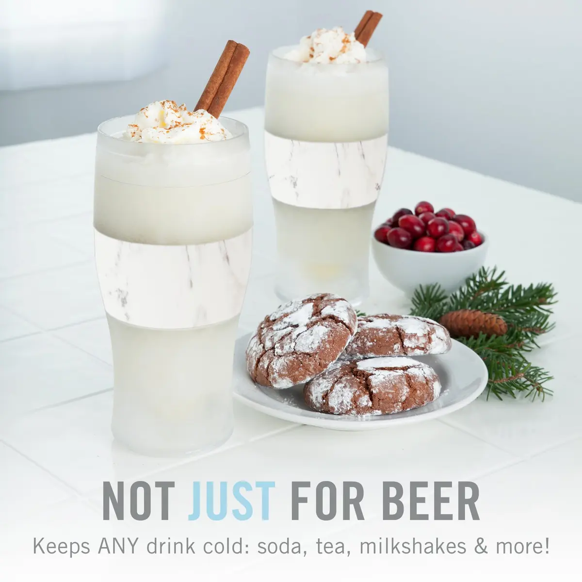 Host Freeze Cooling Pint Glasses Set of 2 Marble 473ml (16oz) | Keep Drinks Ice Cold for Hours - view 6