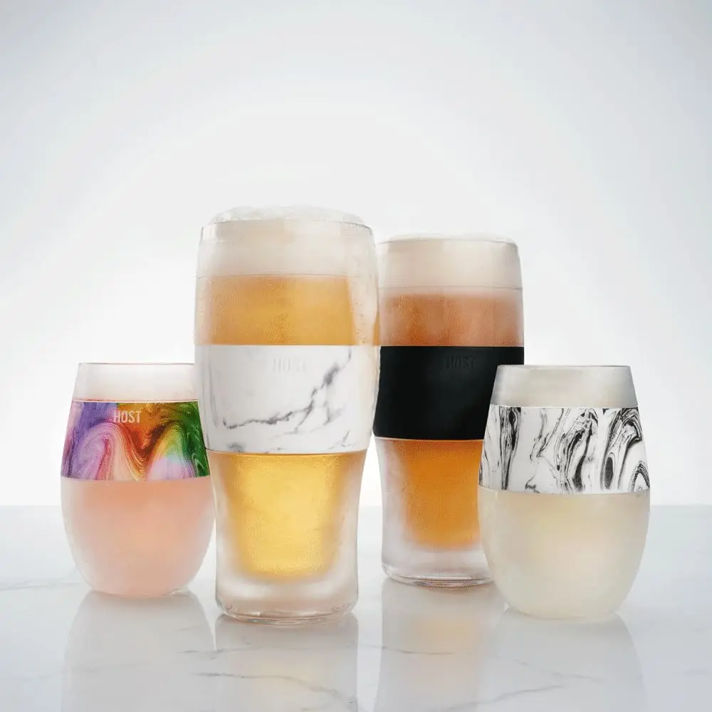 Host Freeze Cooling Pint Glasses Set of 2 Marble 473ml (16oz) | Keep Drinks Ice Cold for Hours - view 8