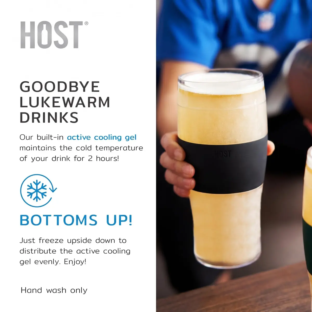 Host Freeze Cooling Pint Glasses Set of 2 Marble 473ml (16oz) | Keep Drinks Ice Cold for Hours - view 3