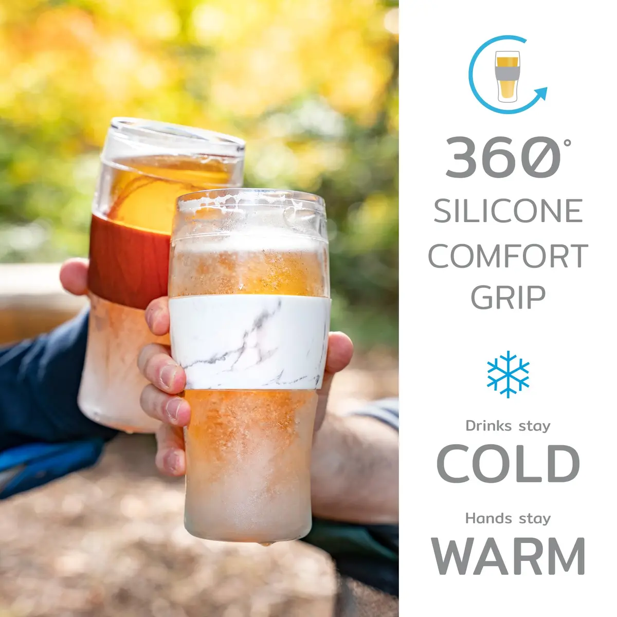 Host Freeze Cooling Pint Glasses Set of 2 Marble 473ml (16oz) | Keep Drinks Ice Cold for Hours - view 4