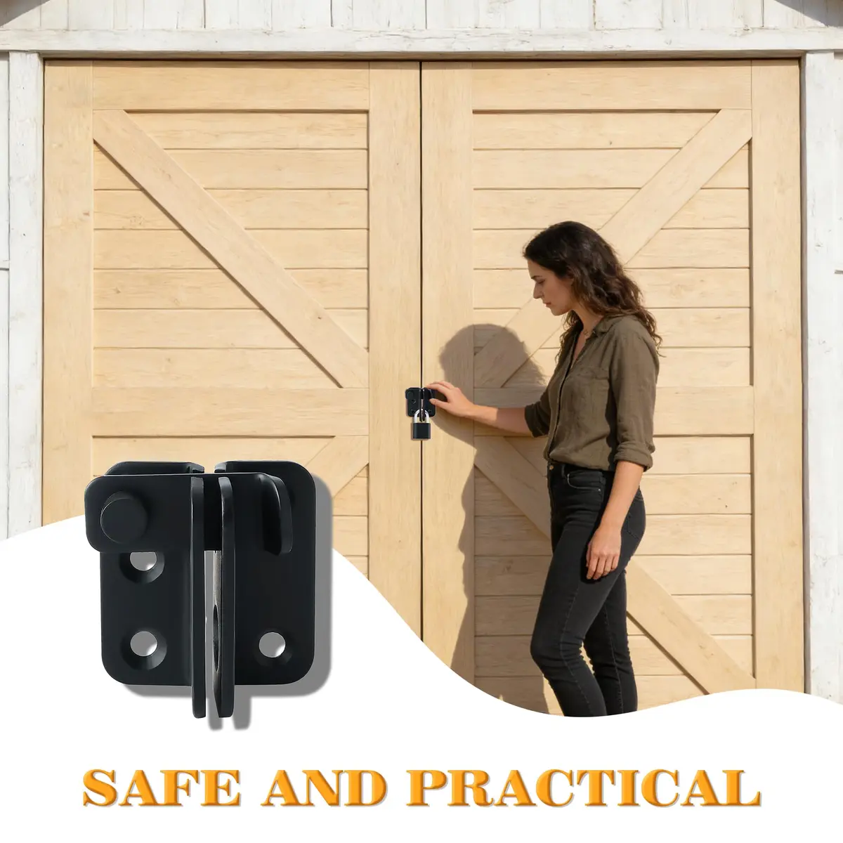 Alise Flip Latch Gate Latch Barn Door Lock Shed Door Latch, Matte Black, 1.6in (4cm) | Heavy Duty Stainless Steel Security - view 3