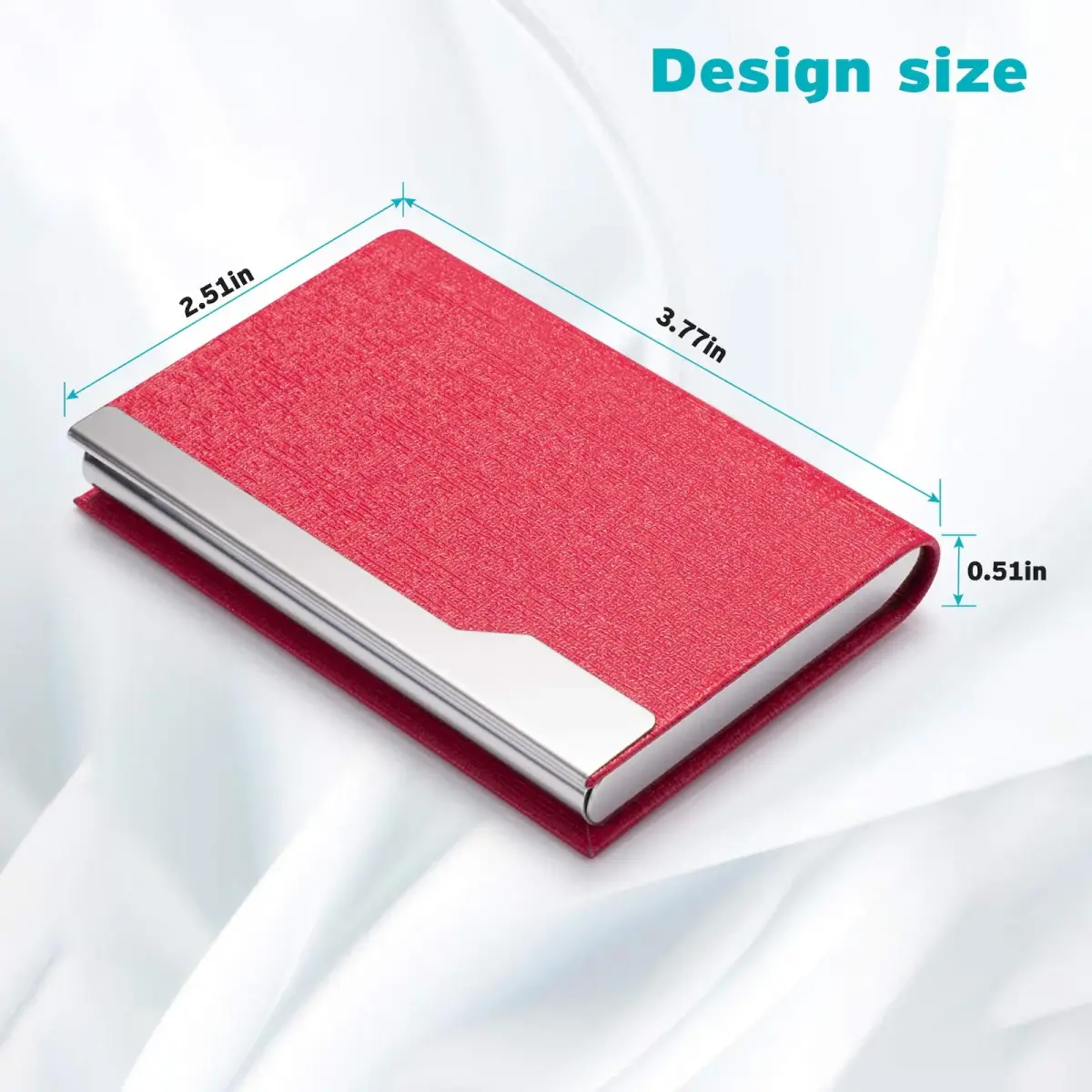 FACATH Business Card Holder Case Rose Red PU Leather Name Card Holder | Slim & Portable Design - view 3