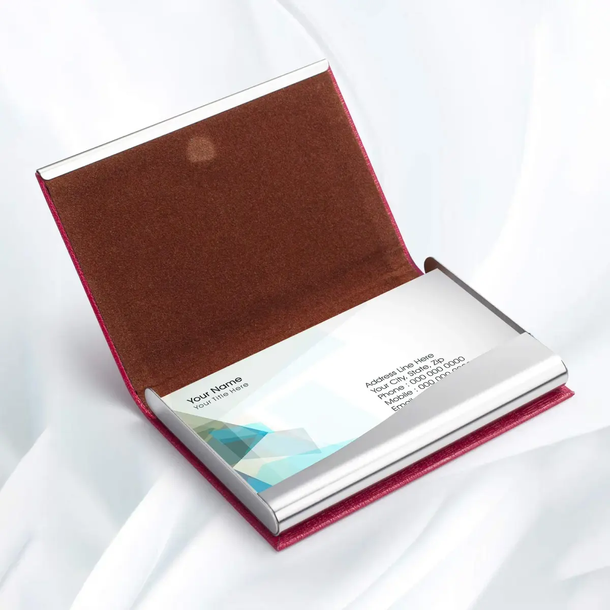 FACATH Business Card Holder Case Rose Red PU Leather Name Card Holder | Slim & Portable Design - view 4