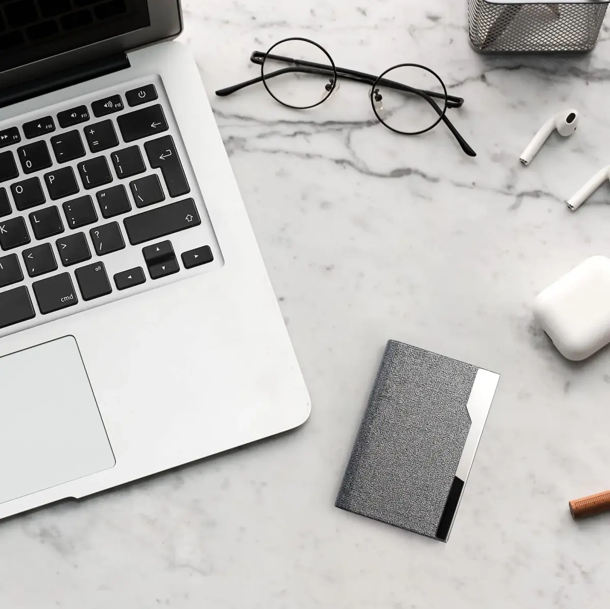 FACATH Business Card Holder Case - Grey PU Leather | Slim, Portable, Magnetic Closure - view 6