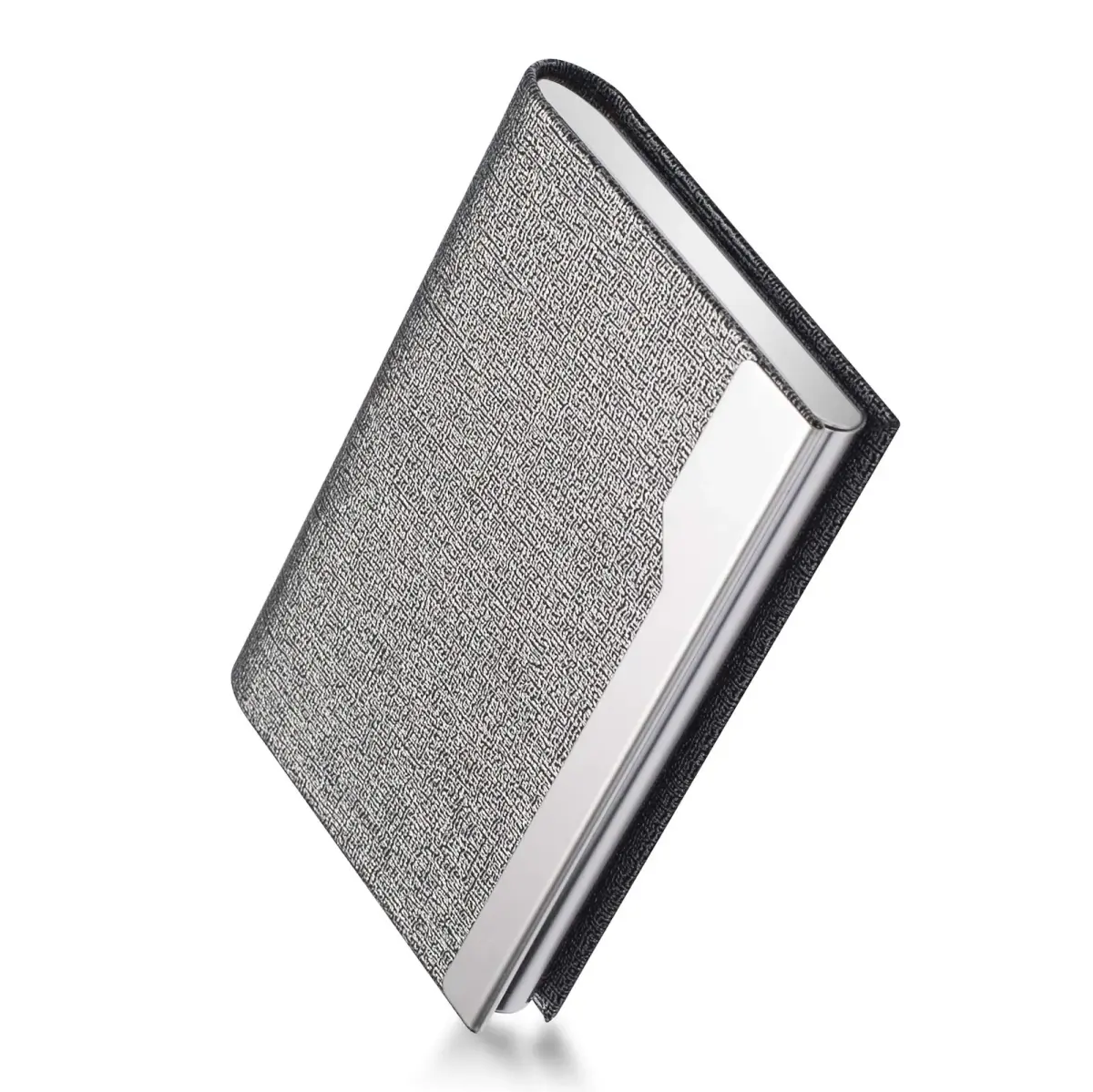 FACATH Business Card Holder Case - Grey PU Leather | Slim, Portable, Magnetic Closure - view 2