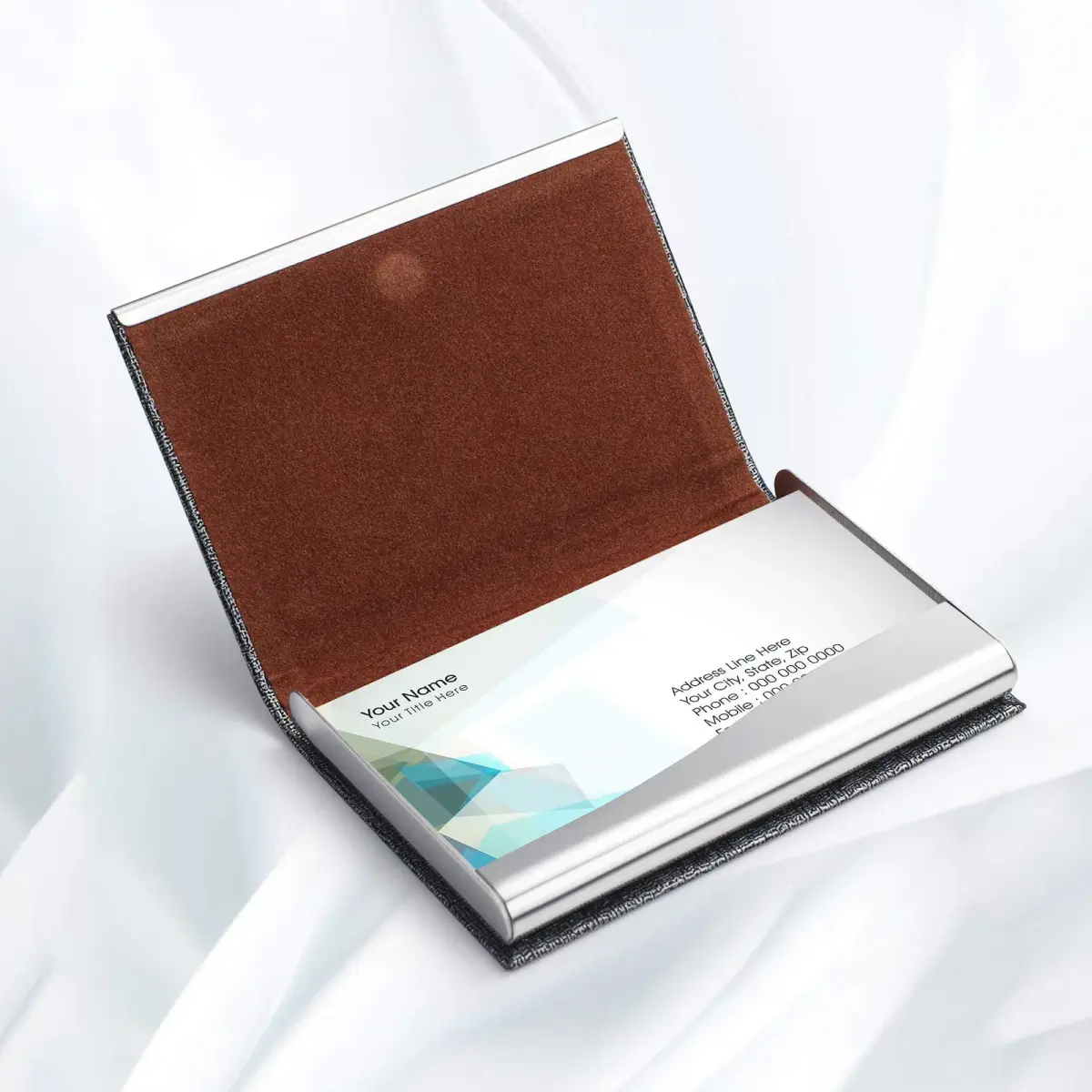 FACATH Business Card Holder Case - Grey PU Leather | Slim, Portable, Magnetic Closure - view 4
