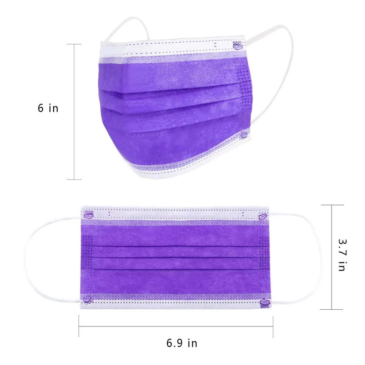 Borje Purple Disposable Face Mask 100 Pcs | 3 Ply Breathable Non-Woven Masks for Adults - view 4
