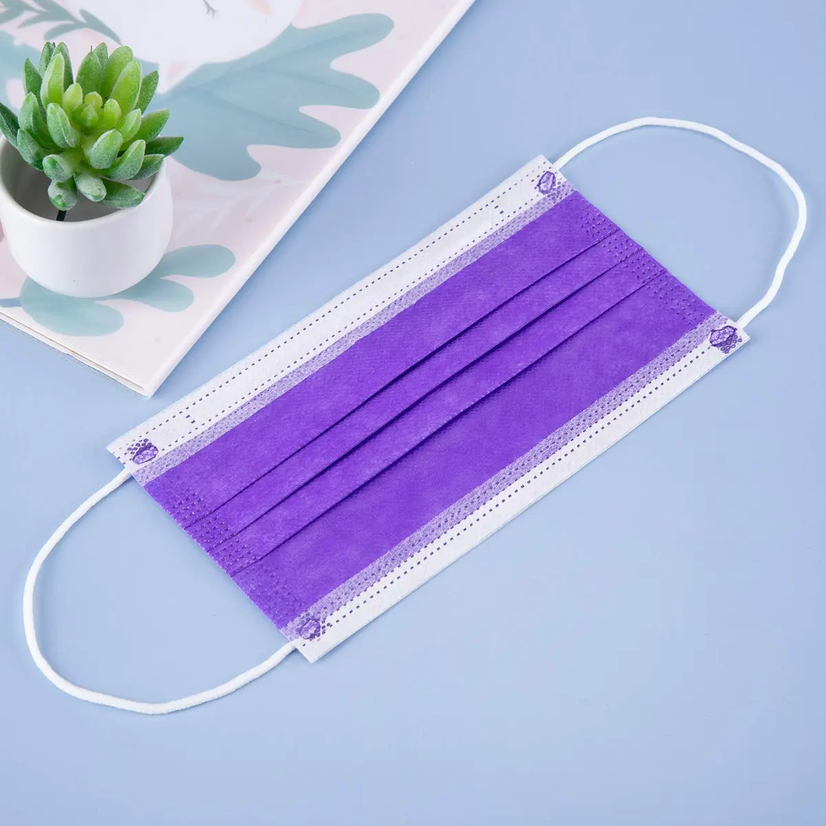 Borje Purple Disposable Face Mask 100 Pcs | 3 Ply Breathable Non-Woven Masks for Adults - view 5