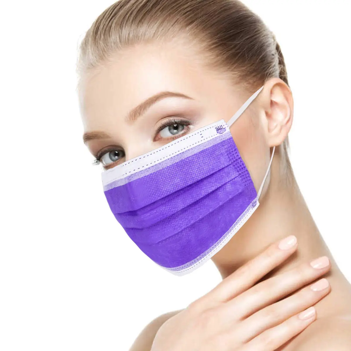 Borje Purple Disposable Face Mask 100 Pcs | 3 Ply Breathable Non-Woven Masks for Adults - view 6