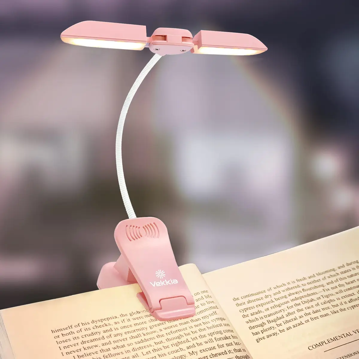 Vekkia 14 LED Rechargeable Book Light Pink | 70 Hrs Cordless Reading - main product image