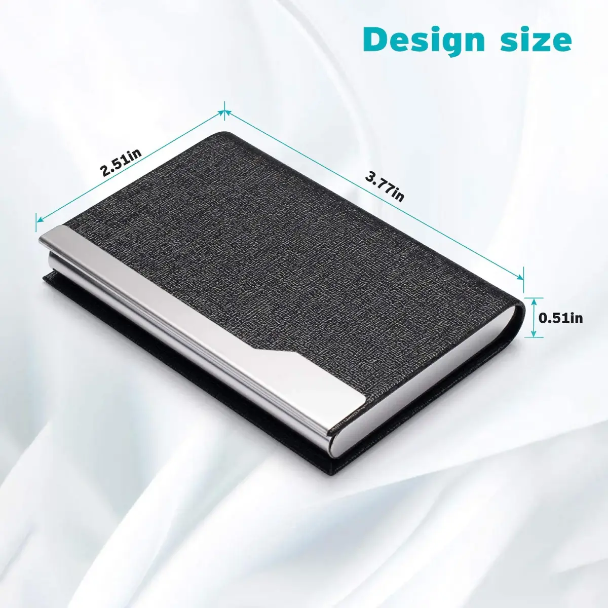 FACATH Business Card Holder Case - Black Luxury PU Leather Name Card Holder | Slim & Portable Design - view 3