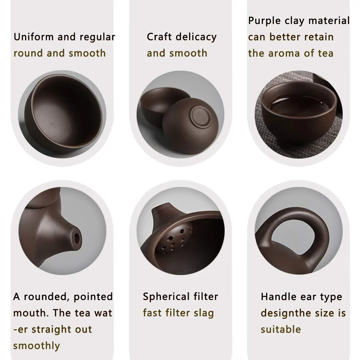 CAISANG Ceramic Travel Tea Sets 6 Pack | Portable Chinese Gongfu Purple Clay Teapot (22*16*9CM, 1.5KG) - view 6