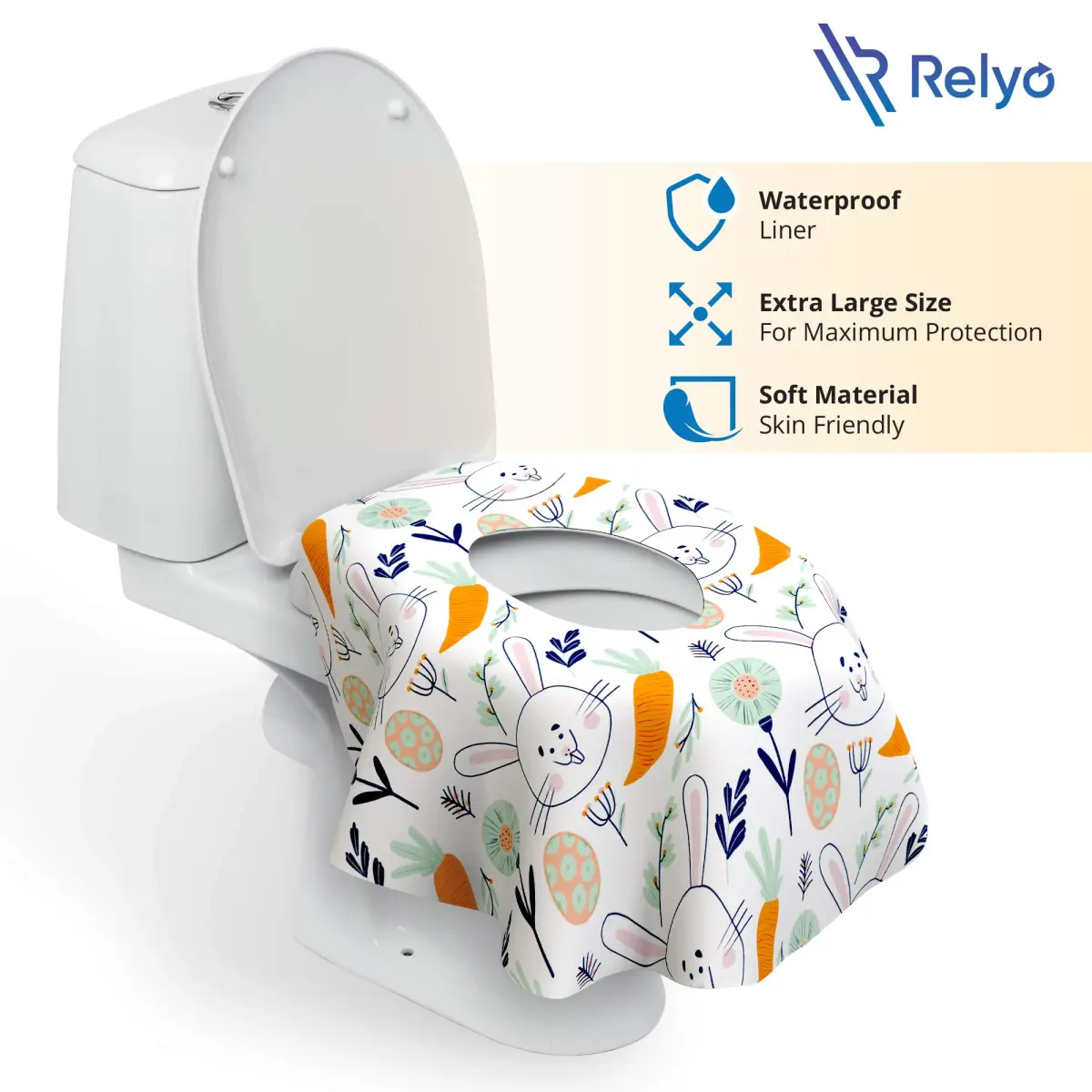 Relyo Disposable Toilet Seat Covers 20 Pack Easter Bunny | Waterproof & Non-Slip for Travel & Potty Training - view 2