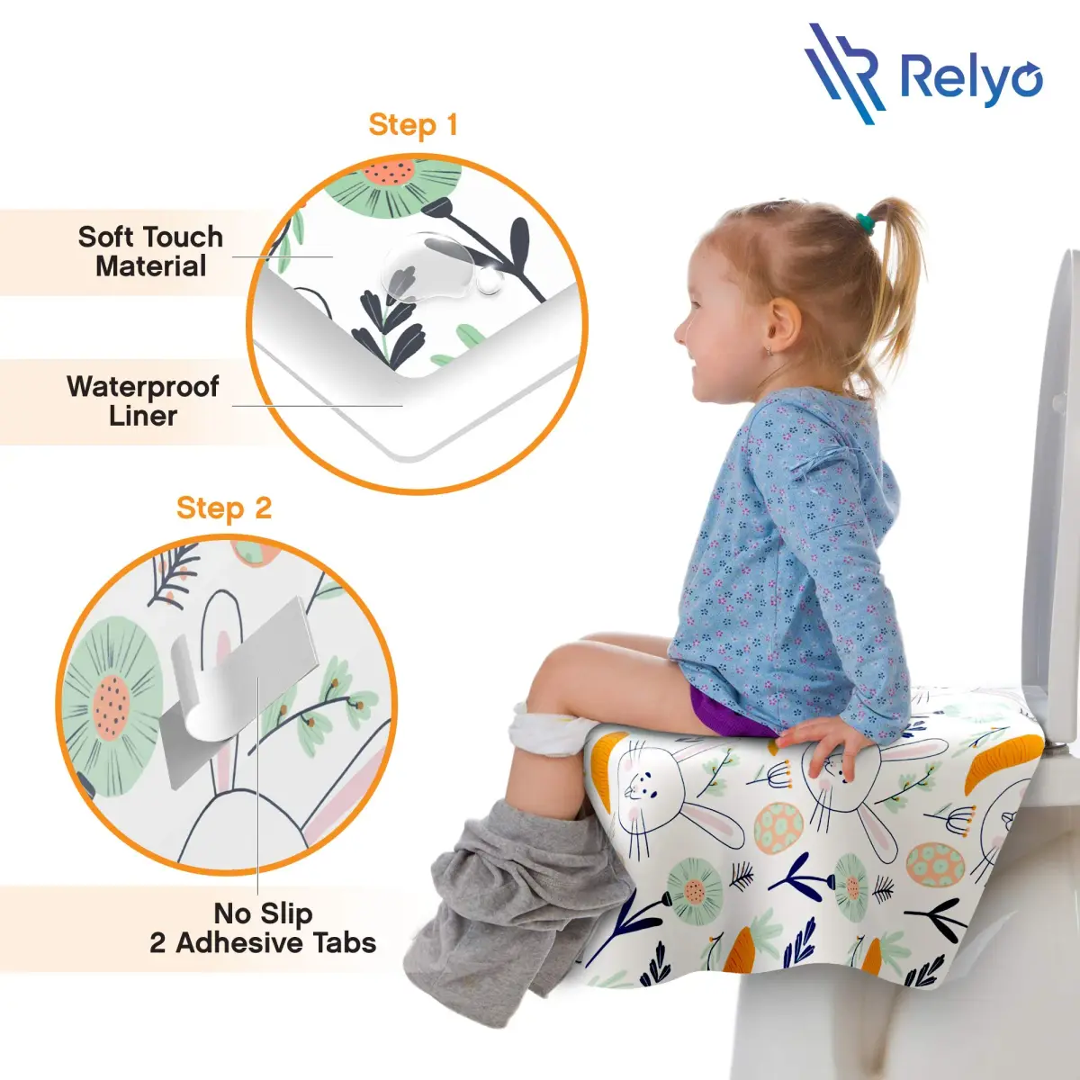 Relyo Disposable Toilet Seat Covers 20 Pack Easter Bunny | Waterproof & Non-Slip for Travel & Potty Training - view 3