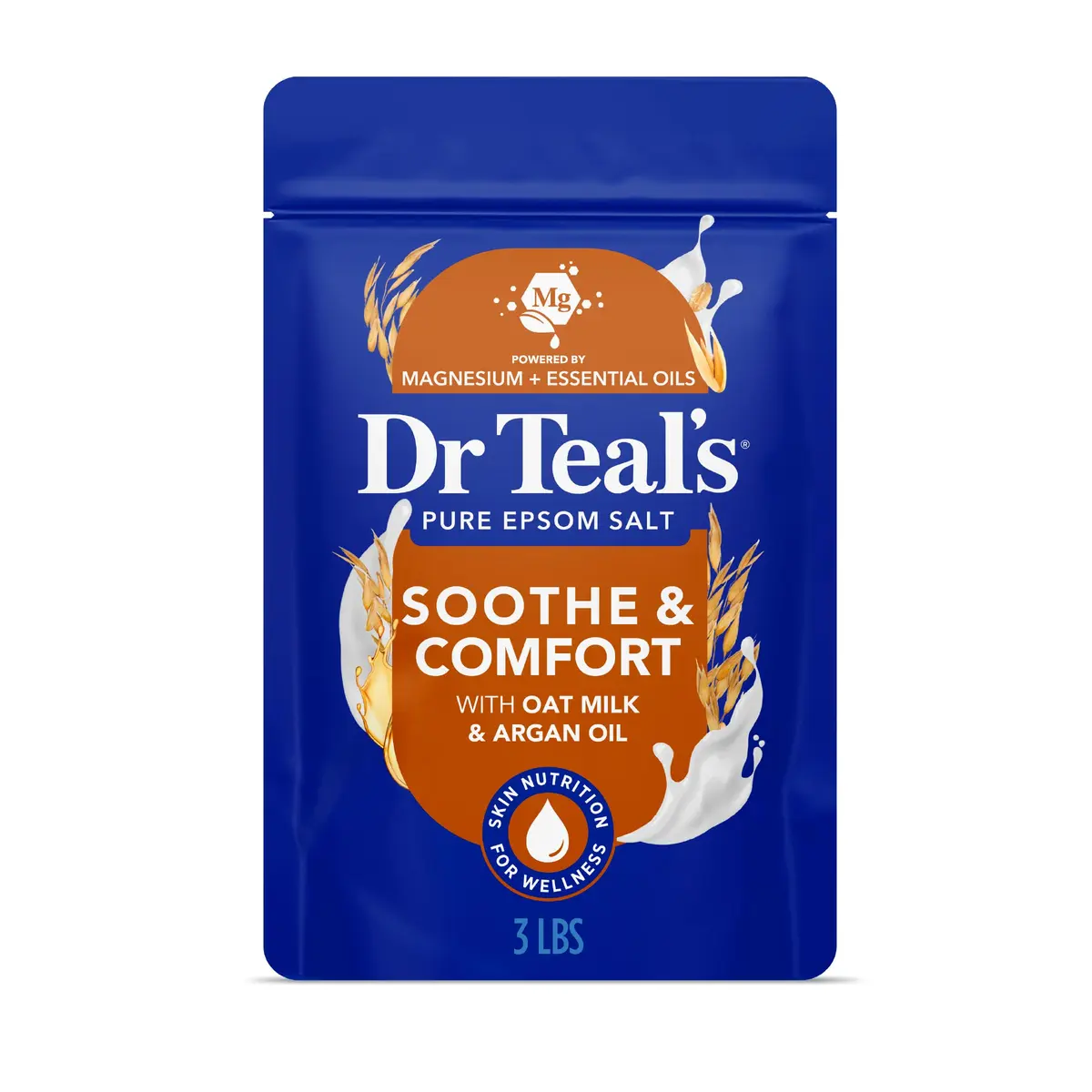 Dr Teal's Epsom Salt Magnesium Soak, Soothe & Comfort with Oat Milk & Argan Oil, 48 oz | Muscle Relaxation & Skin Nourishment - main product image