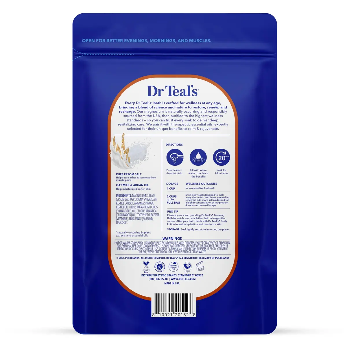 Dr Teal's Epsom Salt Magnesium Soak, Soothe & Comfort with Oat Milk & Argan Oil, 48 oz | Muscle Relaxation & Skin Nourishment - view 2